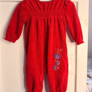 Okie Dokie Red Kids One Piece with Colorful Embroidery smocked 12 mo